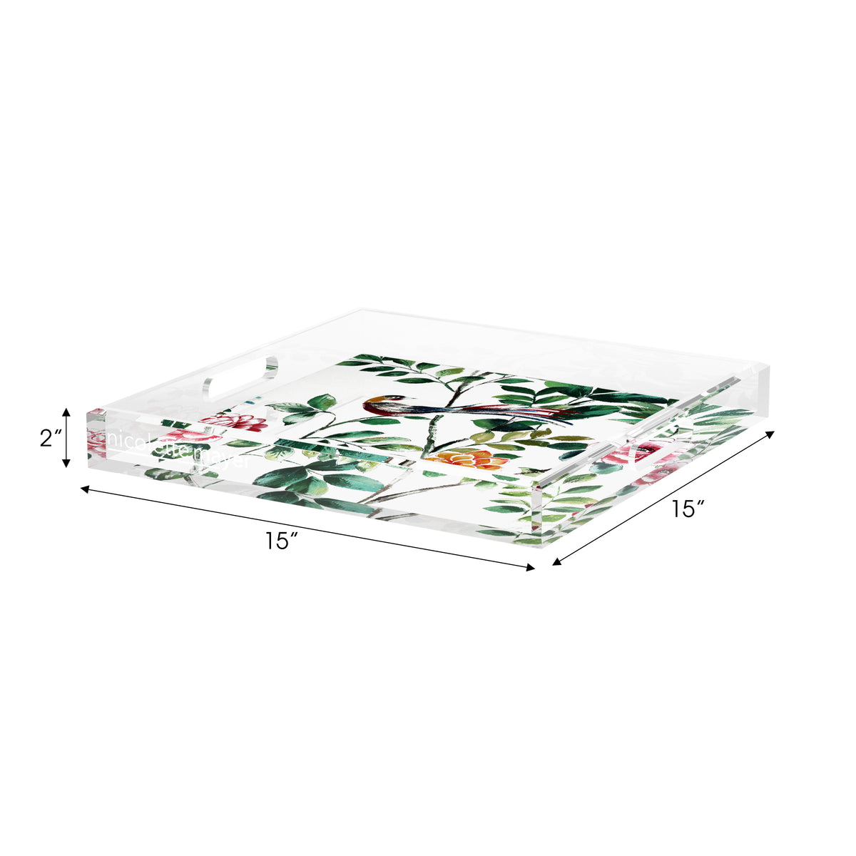 Lost Pavillion Floral No6 Acrylic Decorative Tray, 15 x 15 in. by Nicolette Mayer 