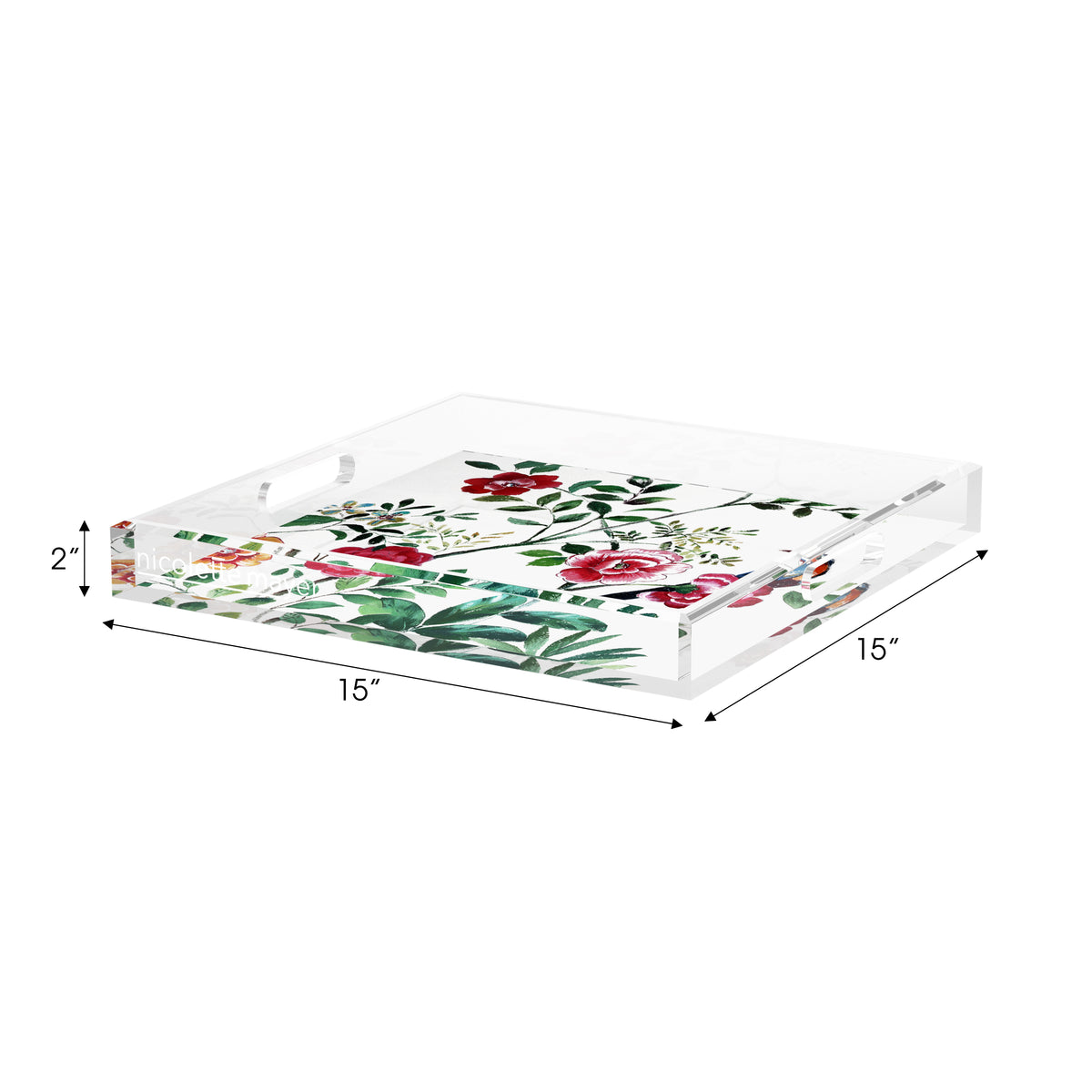Lost Pavillion Floral No8 Acrylic Decorative Tray, 15 x 15 in. by Nicolette Mayer 