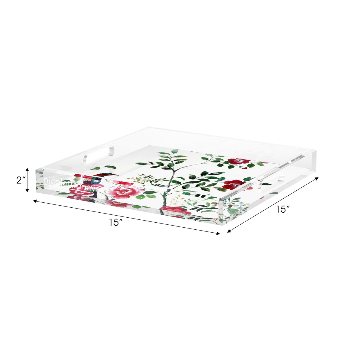Lost Pavillion Floral No9 Acrylic Decorative Tray, 15 x 15 in. by Nicolette Mayer 