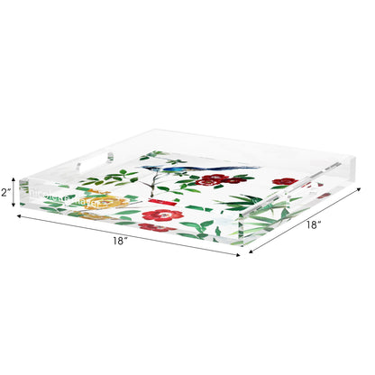 Lost Pavillion Floral No5 Acrylic Decorative Tray, 18 x 18 in. by Nicolette Mayer 