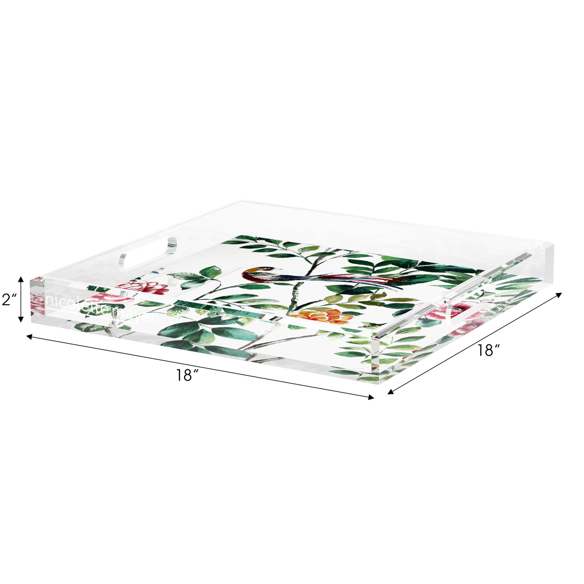 Lost Pavillion Floral No6 Acrylic Decorative Tray, 18 x 18 in. by Nicolette Mayer 