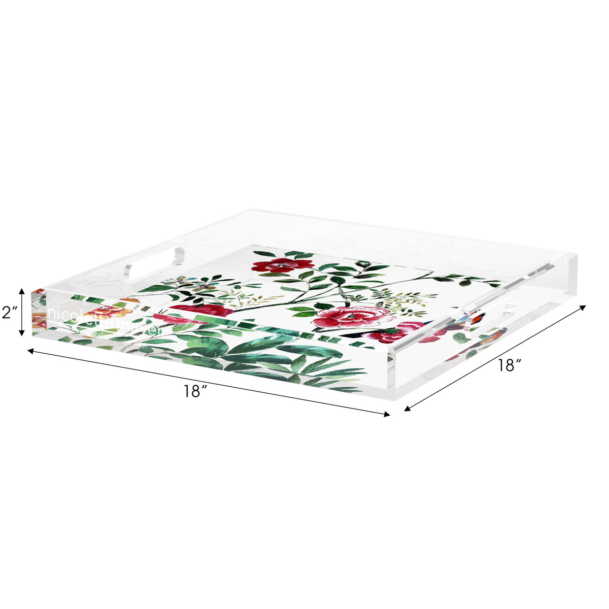 Lost Pavillion Floral No8 Acrylic Decorative Tray, 18 x 18 in. by Nicolette Mayer 