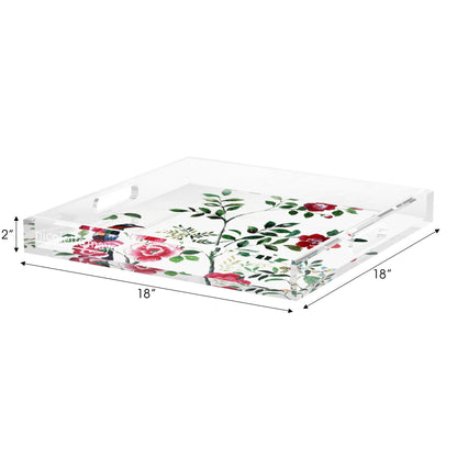 Lost Pavillion Floral No9 Acrylic Decorative Tray, 18 x 18 in. by Nicolette Mayer 