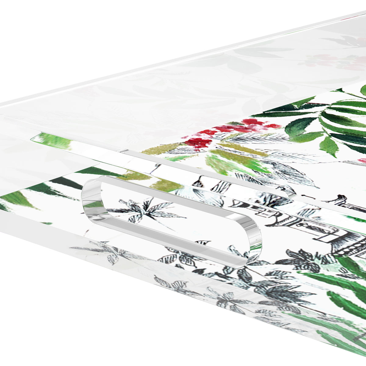 Lost Pavillion Floral Acrylic Rectangle Decorative Tray, by Nicolette Mayer