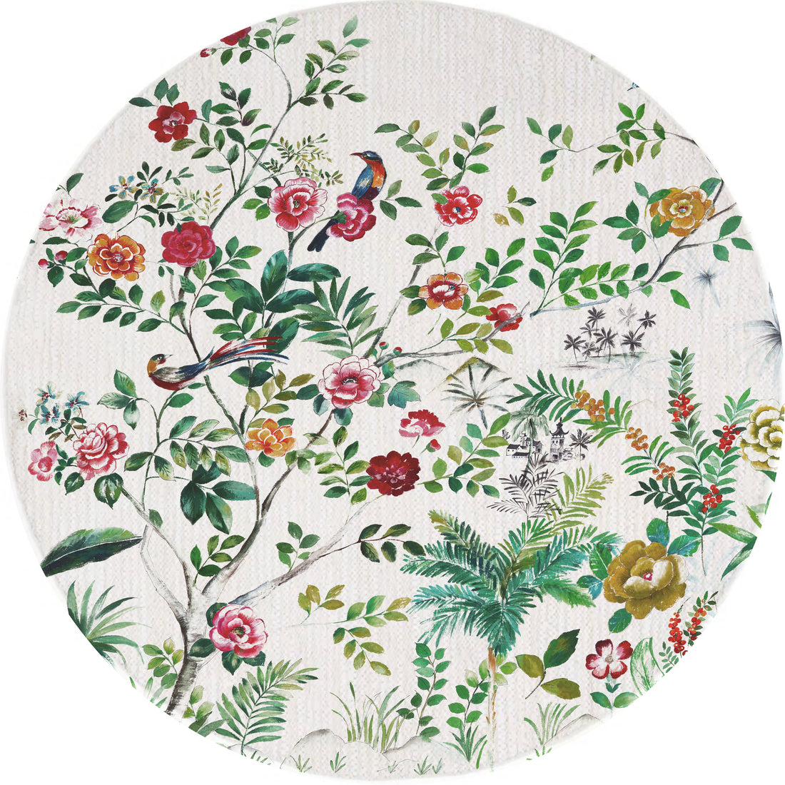 Lost Pavillion Round Chenille Washable Rug