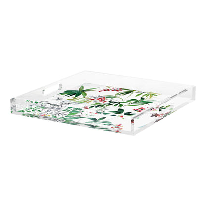 Lost Pavillion Floral No12 Acrylic Decorative Tray, 18 x 18 in. by Nicolette Mayer 