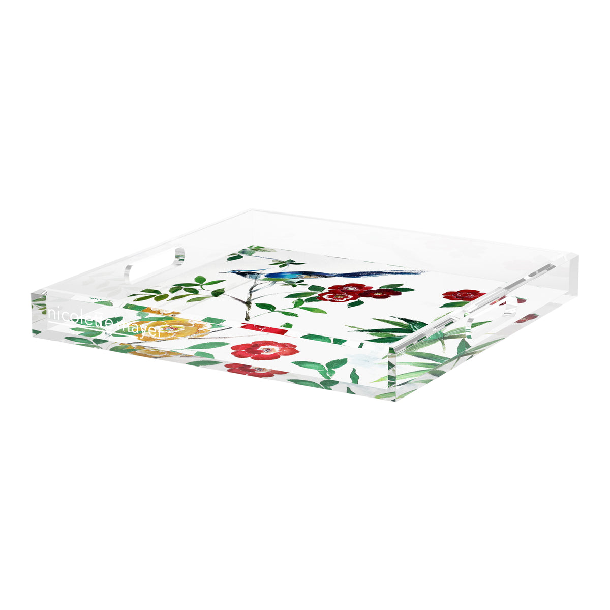 Lost Pavillion Floral No5 Acrylic Decorative Tray, 18 x 18 in. by Nicolette Mayer 