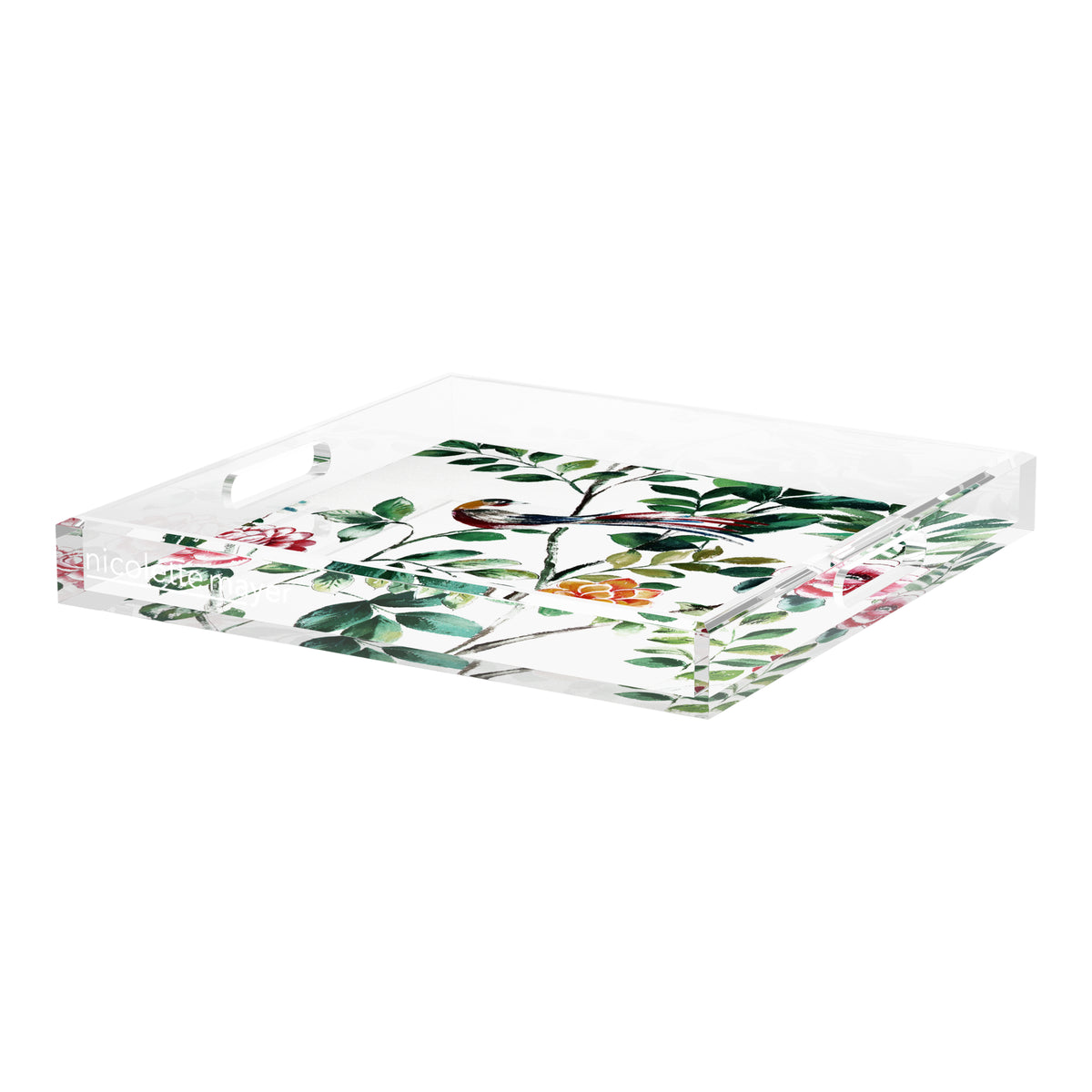 Lost Pavillion Floral No6 Acrylic Decorative Tray, 18 x 18 in. by Nicolette Mayer 