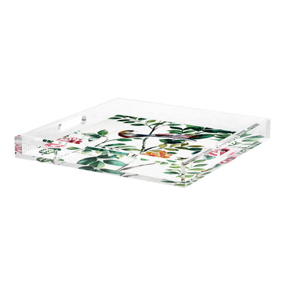 Lost Pavillion Floral No6 Acrylic Decorative Tray, 18 x 18 in. by Nicolette Mayer 
