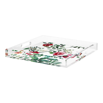 Lost Pavillion Floral No8 Acrylic Decorative Tray, 18 x 18 in. by Nicolette Mayer 