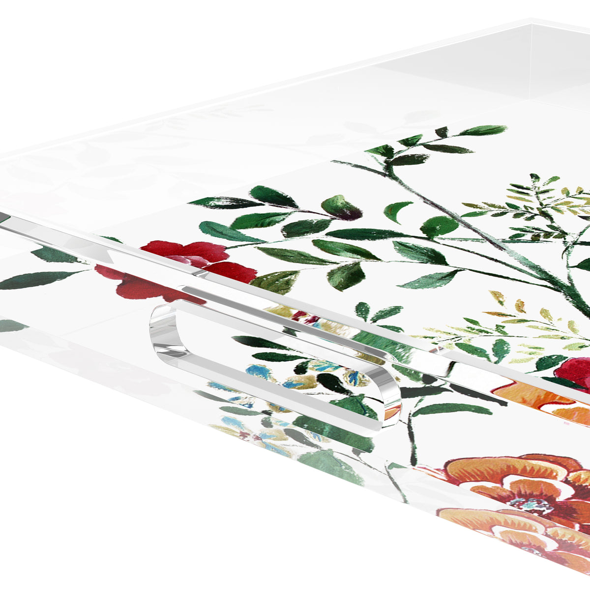 Lost Pavillion Floral No8 Acrylic Decorative Tray, 18 x 18 in. by Nicolette Mayer 