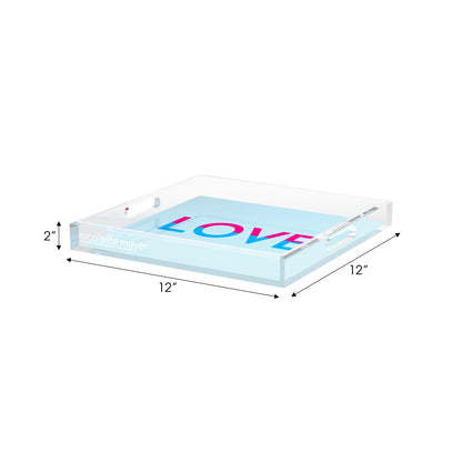 Love Powder Fushcia Turquoise Acrylic Decorative Tray, 12 x 12 in. by Nicolette Mayer 