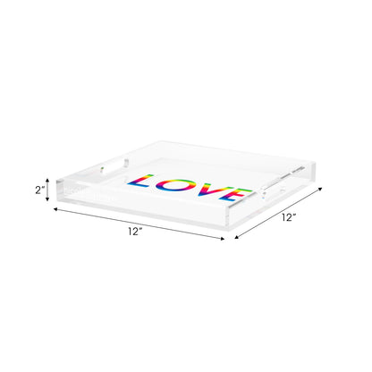 Love Rainbow Acrylic Decorative Tray, 12 x 12 in. by Nicolette Mayer 