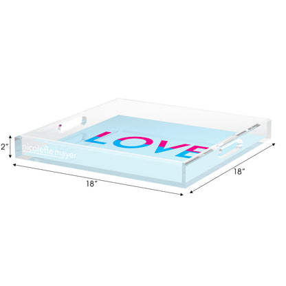 Love Powder Fushcia Turquoise Acrylic Decorative Tray, 18 x 18 in. by Nicolette Mayer 