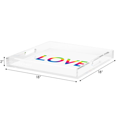 Love Rainbow Acrylic Decorative Tray, 18 x 18 in. by Nicolette Mayer 