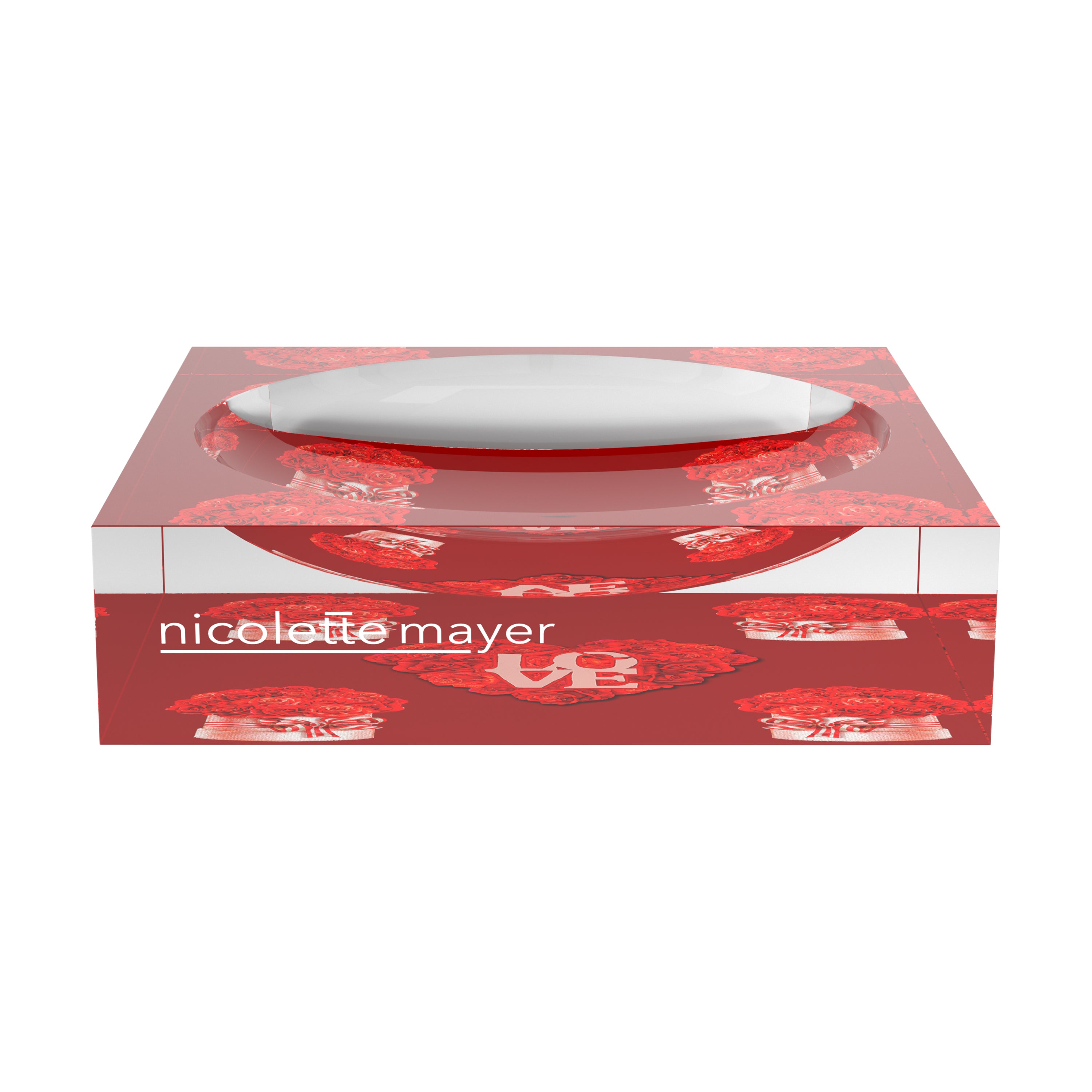Love And Preserved Roses Red Acrylic Candy Catchall Dish