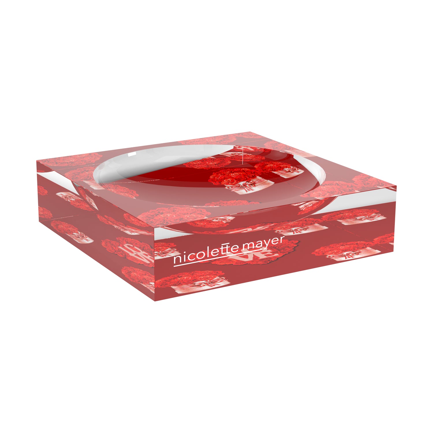 Love And Preserved Roses Red Acrylic Candy Catchall Dish