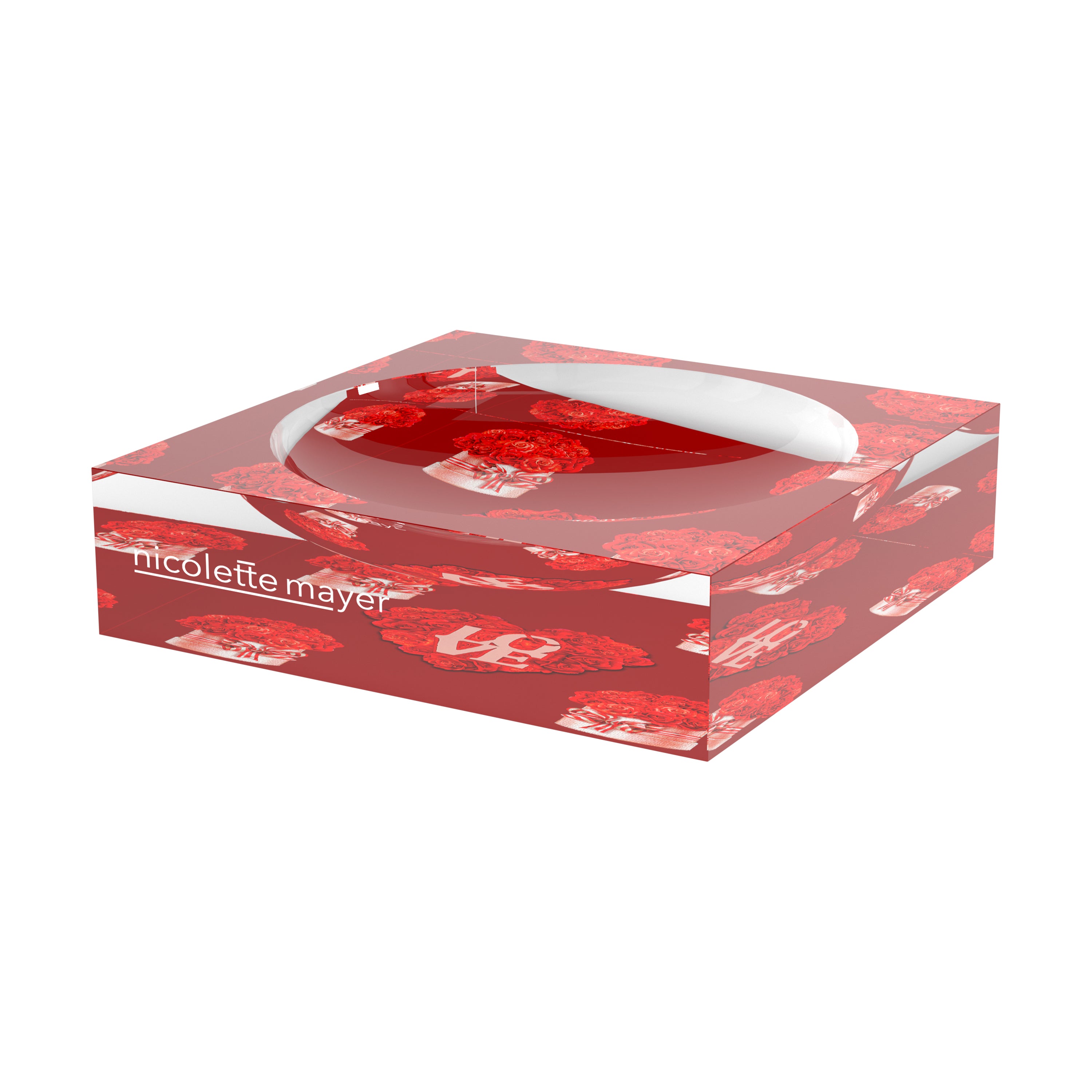 Love And Preserved Roses Red Acrylic Candy Catchall Dish