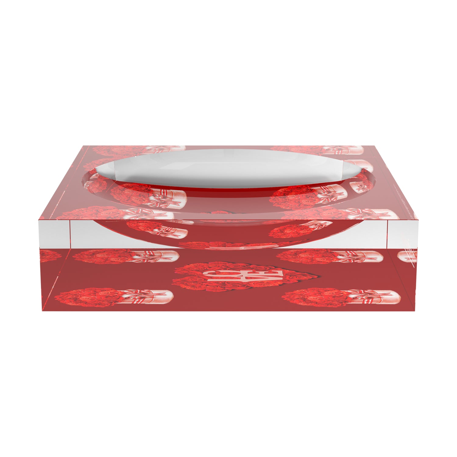 Love And Preserved Roses Red Acrylic Candy Catchall Dish