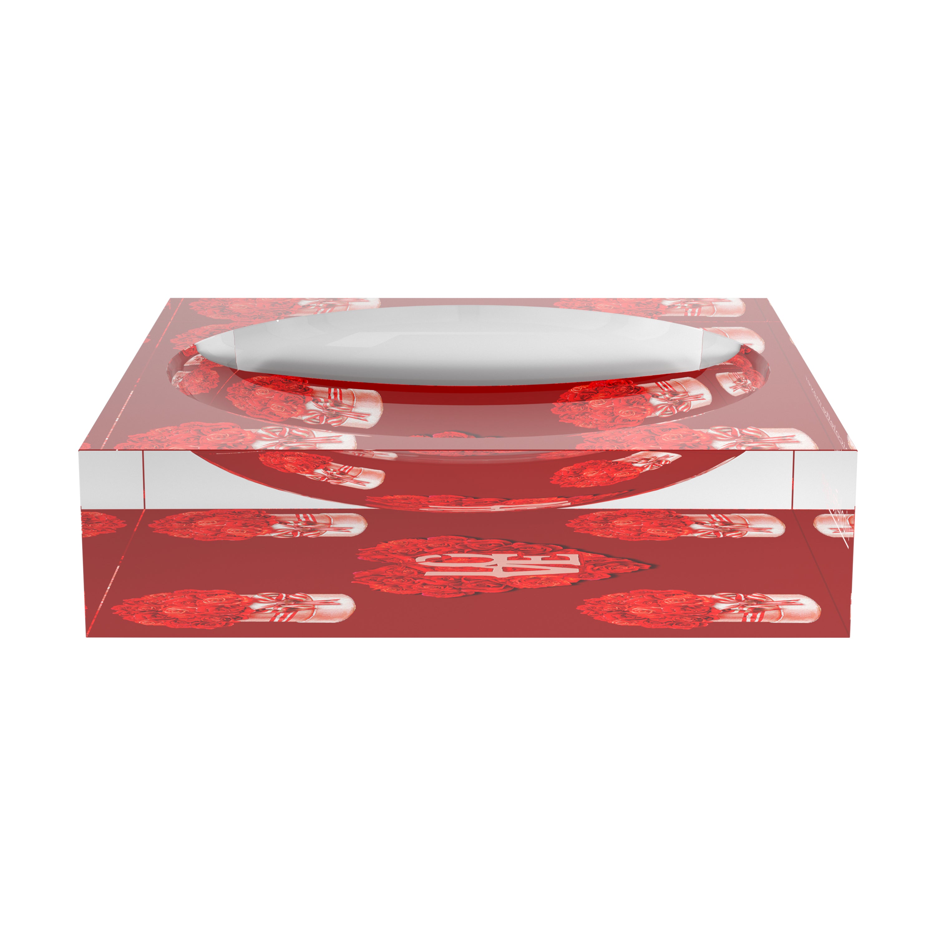 Love And Preserved Roses Red Acrylic Candy Catchall Dish