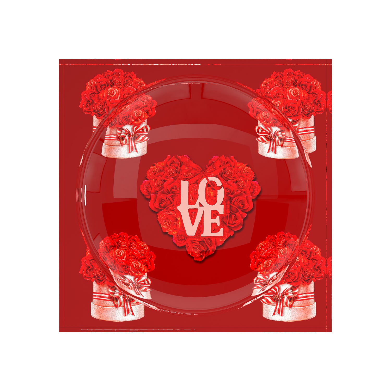 Love And Preserved Roses Red Acrylic Candy Catchall Dish
