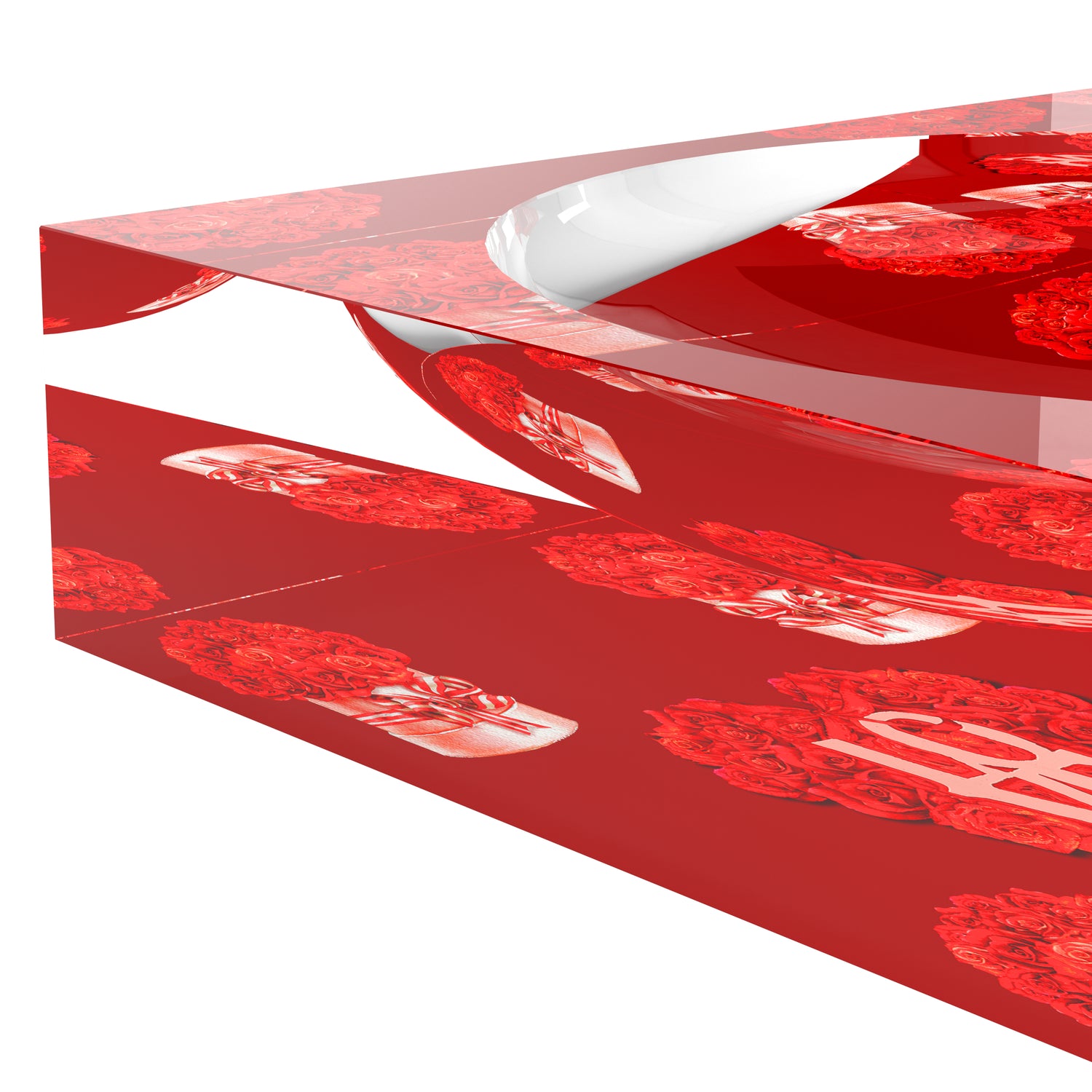 Love And Preserved Roses Red Acrylic Candy Catchall Dish