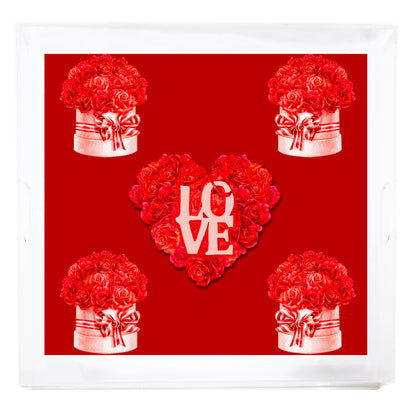Plateau carré en acrylique biseauté/poli rouge Love And Preserved Roses