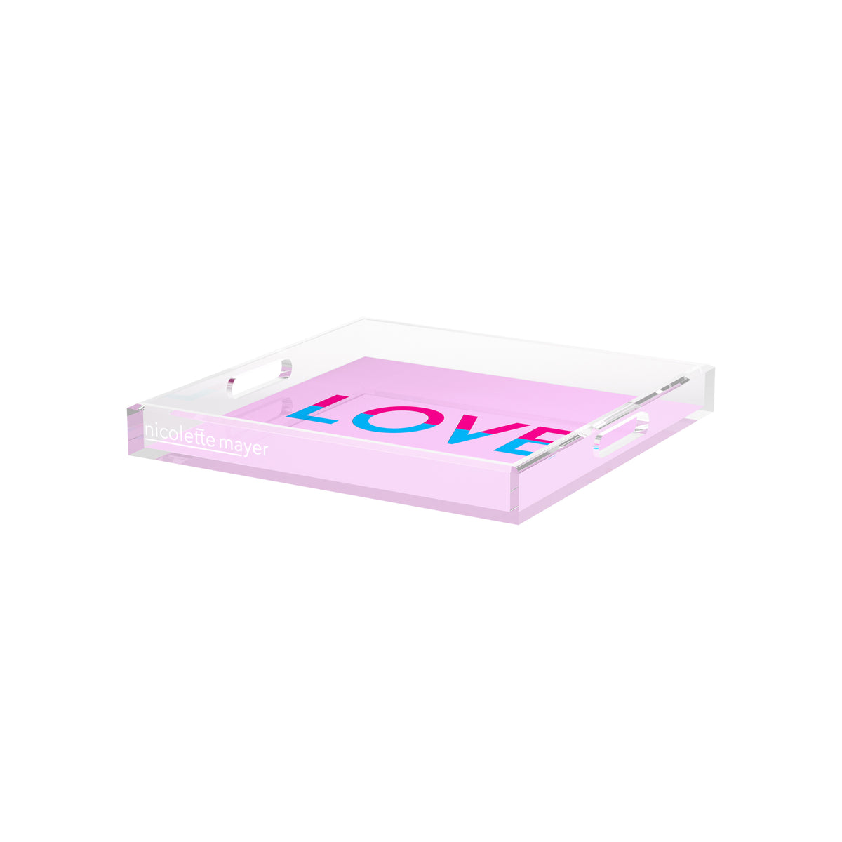 Love Pink Fushcia Turquoise Acrylic Decorative Tray, 12 x 12 in. by Nicolette Mayer 