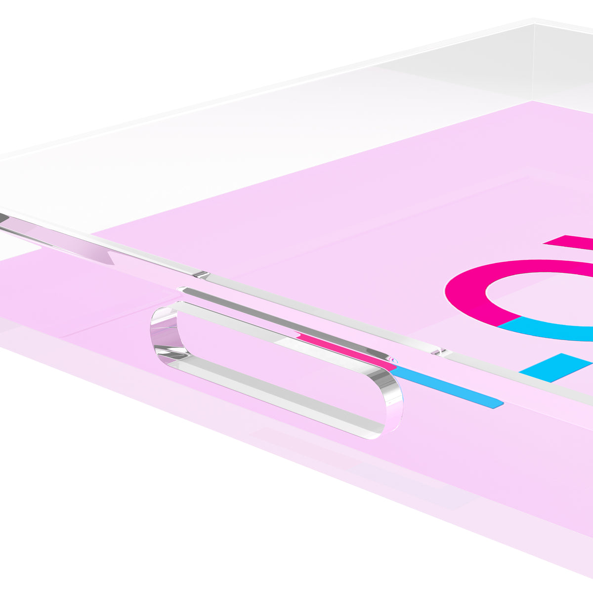 Love Pink Fushcia Turquoise Acrylic Decorative Tray, 12 x 12 in. by Nicolette Mayer 
