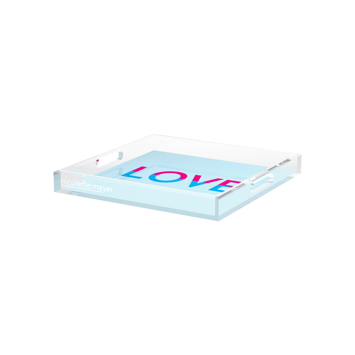 Love Powder Fushcia Turquoise Acrylic Decorative Tray, 12 x 12 in. by Nicolette Mayer 