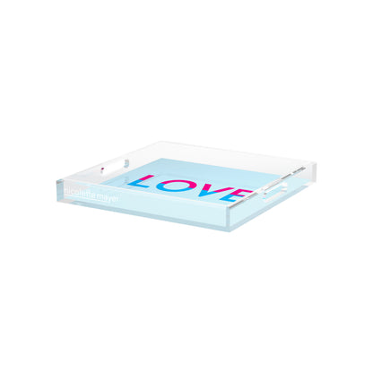 Love Powder Fushcia Turquoise Acrylic Decorative Tray, 12 x 12 in. by Nicolette Mayer 