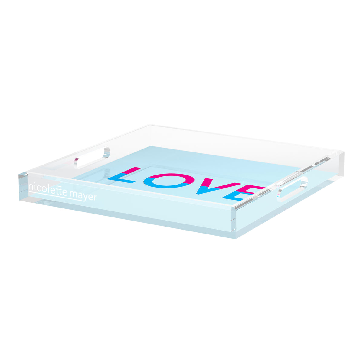 Love Powder Fushcia Turquoise Acrylic Decorative Tray, 18 x 18 in. by Nicolette Mayer 