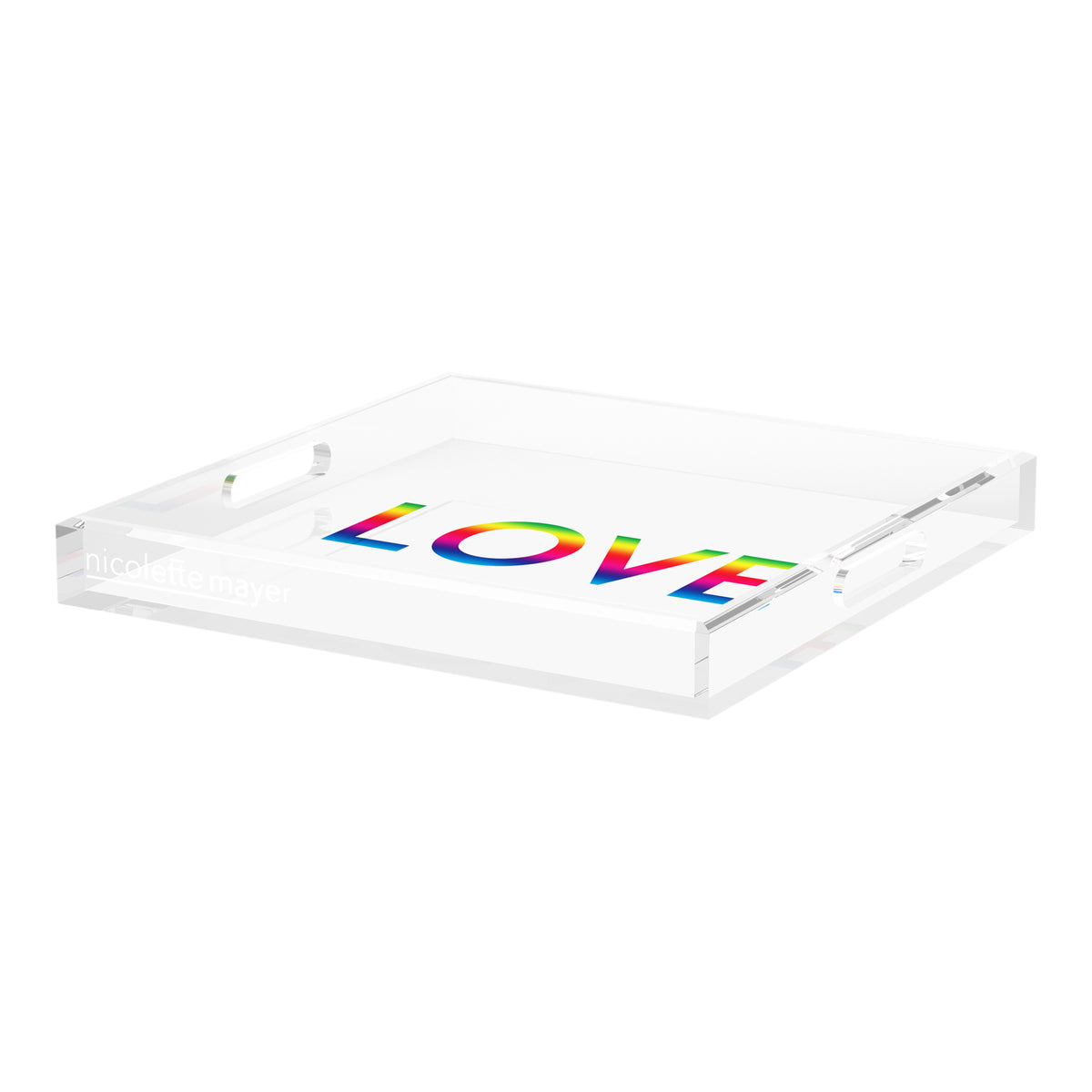Love Rainbow Acrylic Decorative Tray, 18 x 18 in. by Nicolette Mayer 