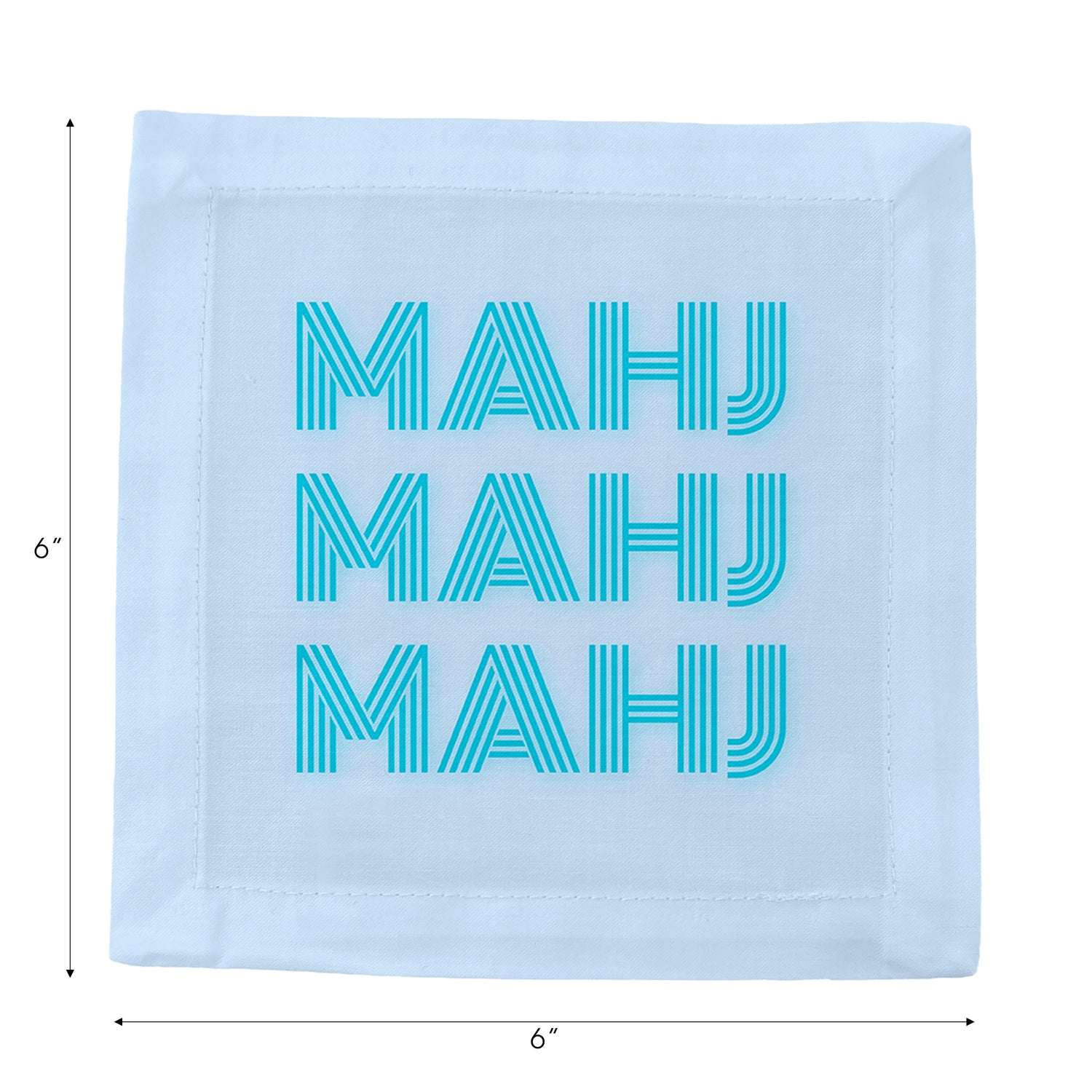 Mahj Mahj Mahj Blue Cotton Sateen Cocktail Napkins - nicolettemayer.com