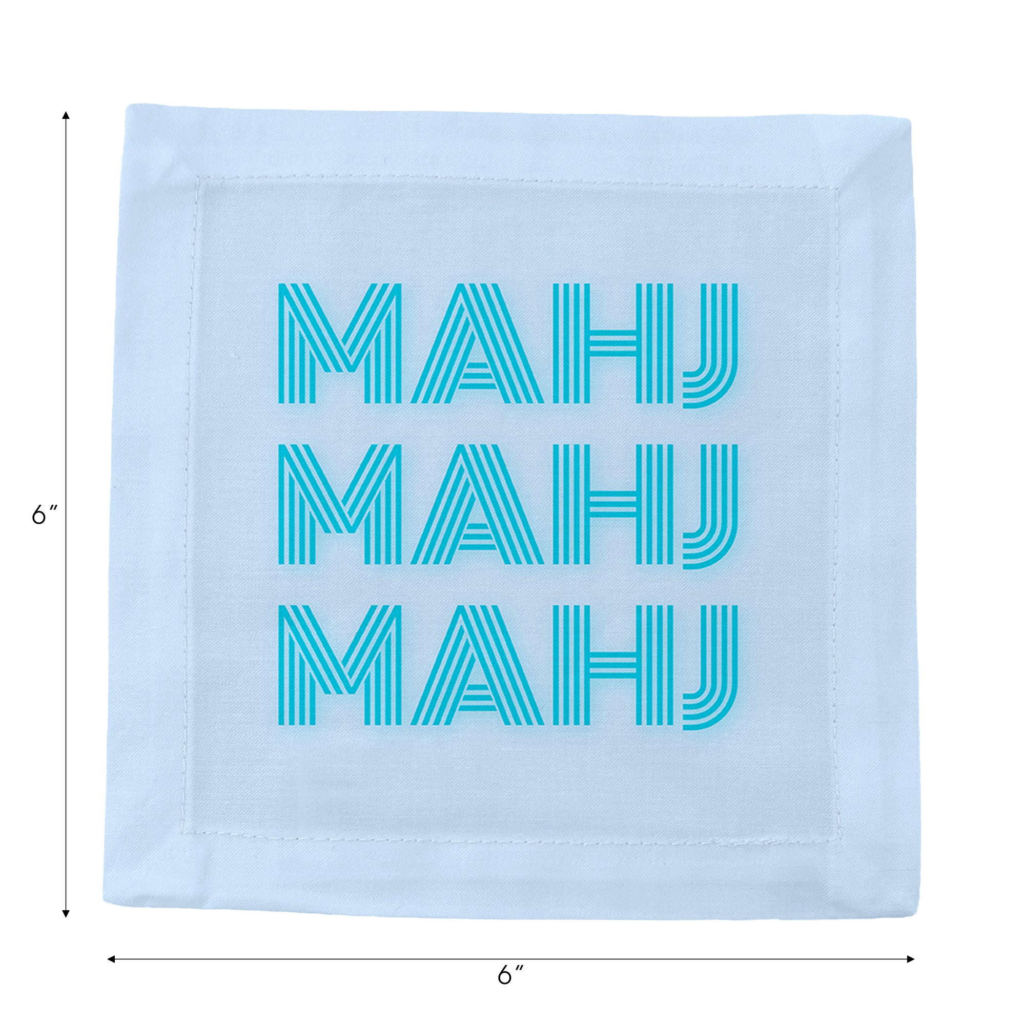 Mahj Mahj Mahj Blue Cotton Sateen Cocktail Napkins - nicolettemayer.com