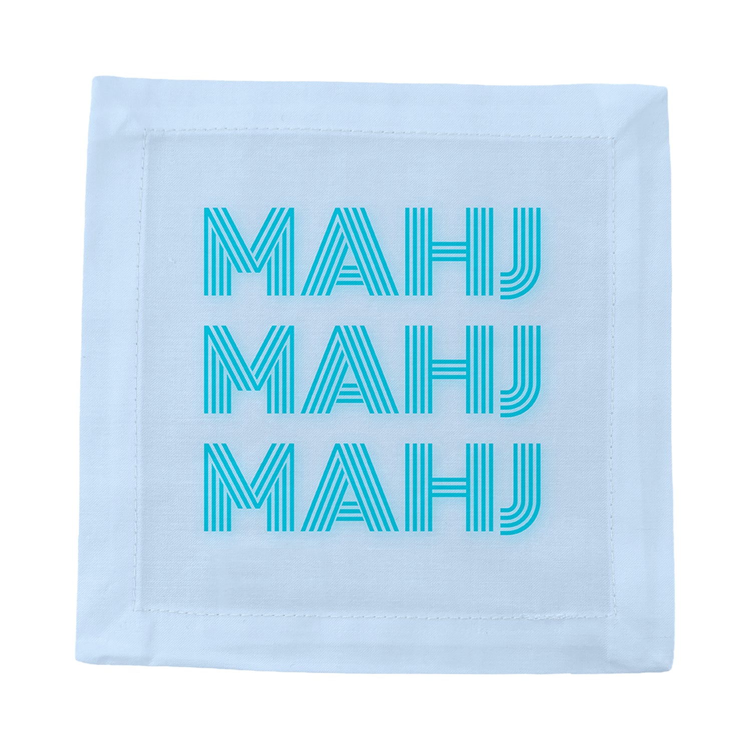 Mahj Mahj Mahj Blue Cotton Sateen Cocktail Napkins - nicolettemayer.com