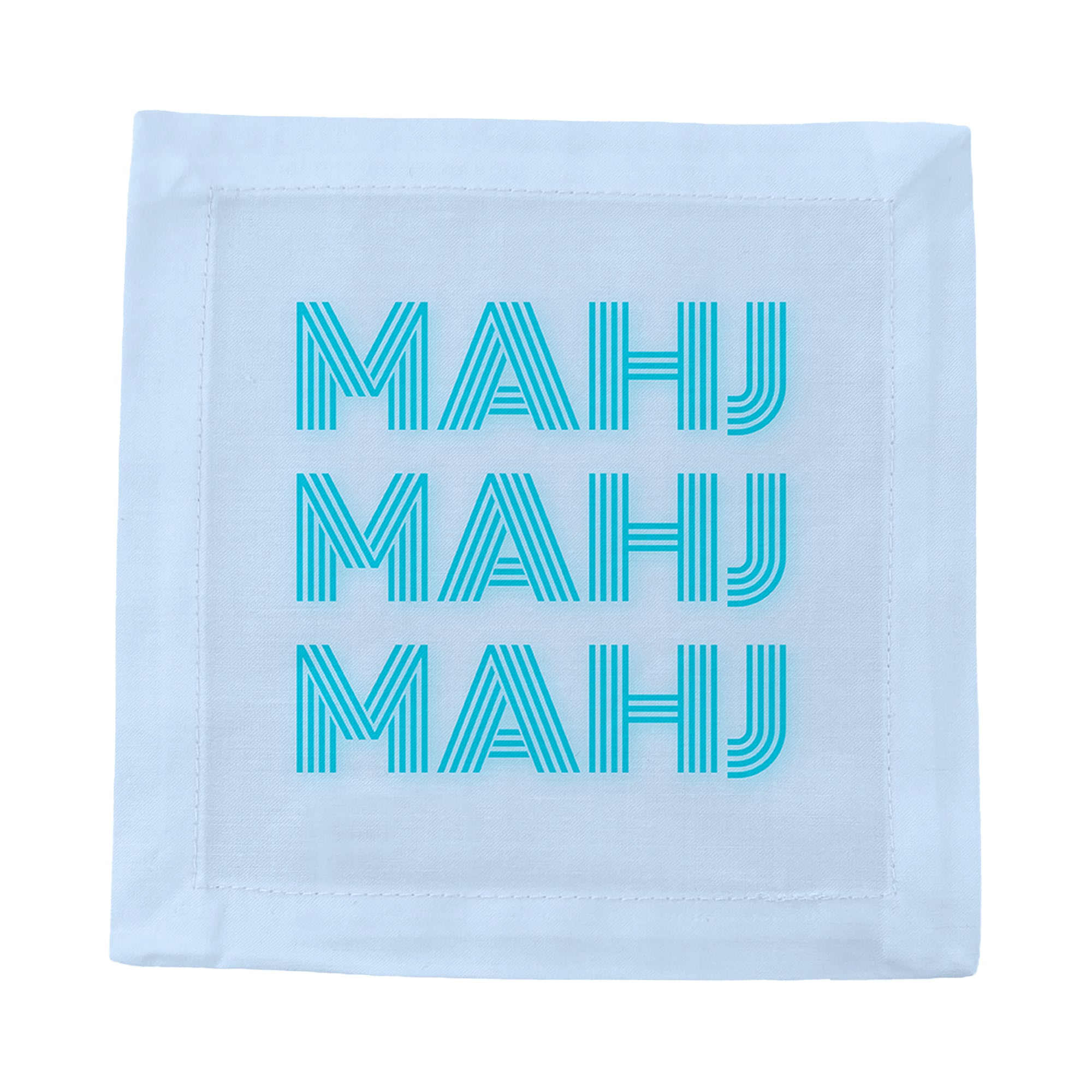 Mahj Mahj Mahj Blue Cotton Sateen Cocktail Napkins - nicolettemayer.com