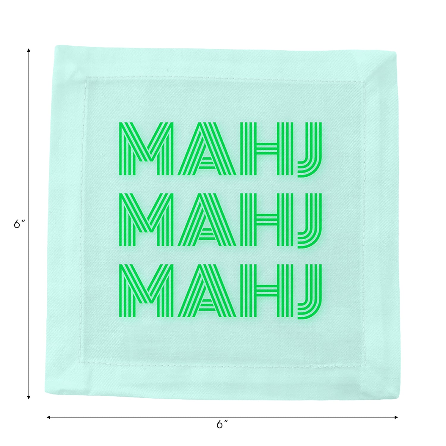 Mahj Mahj Mahj Green Cotton Sateen Cocktail Napkins - nicolettemayer.com