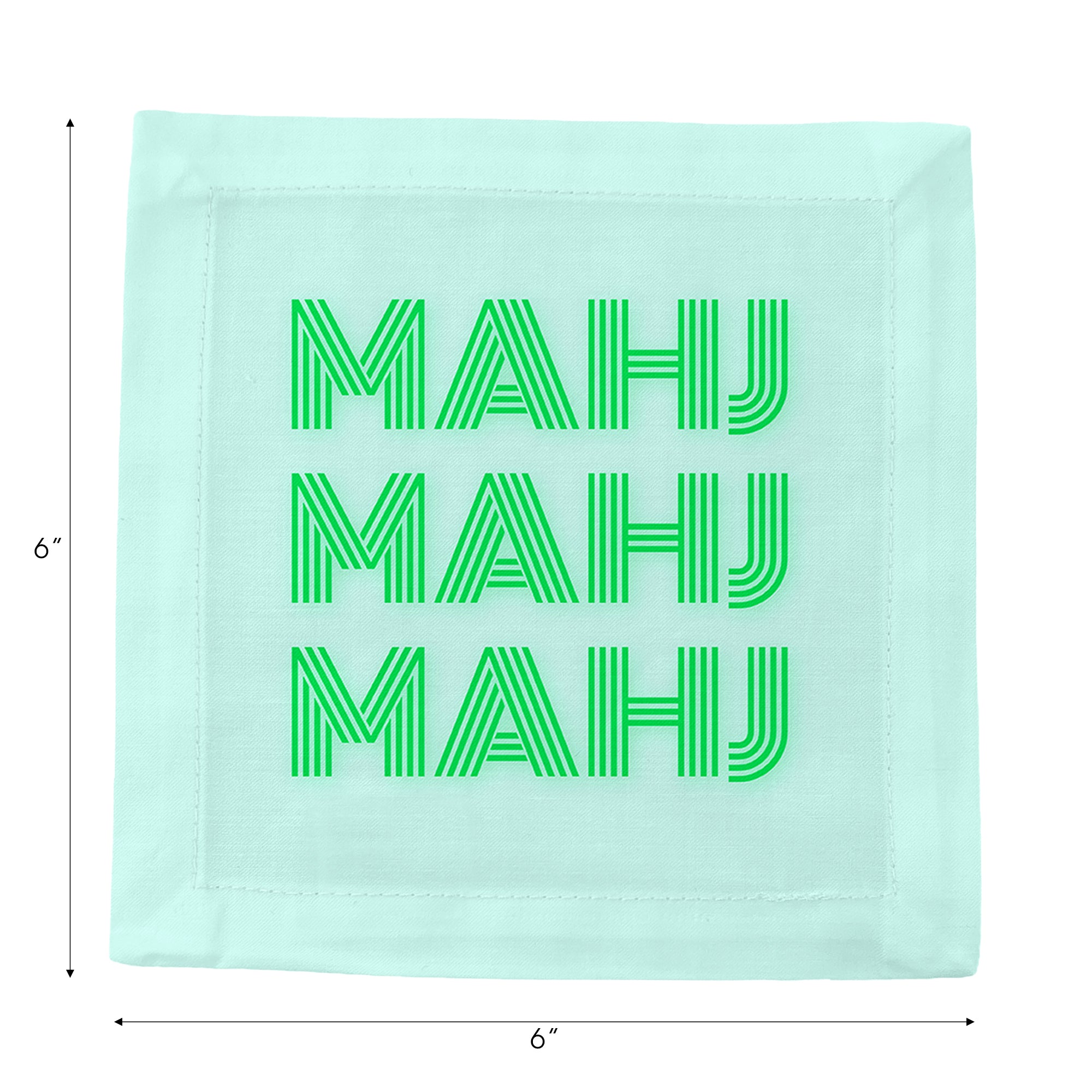 Mahj Mahj Mahj Green Cotton Sateen Cocktail Napkins - nicolettemayer.com
