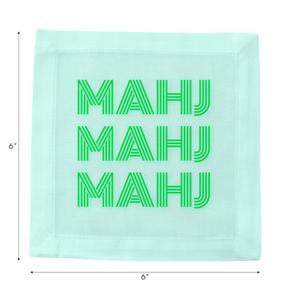 Mahj Mahj Mahj Green Cotton Sateen Cocktail Napkins - nicolettemayer.com