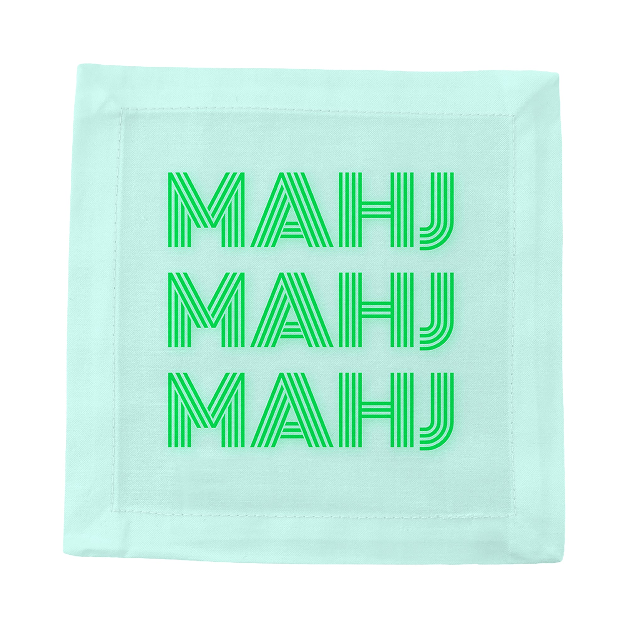 Mahj Mahj Mahj Green Cotton Sateen Cocktail Napkins - nicolettemayer.com