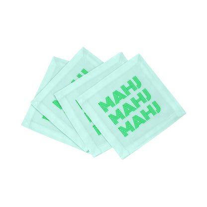 Mahj Mahj Mahj Green Cotton Sateen Cocktail Napkins - nicolettemayer.com