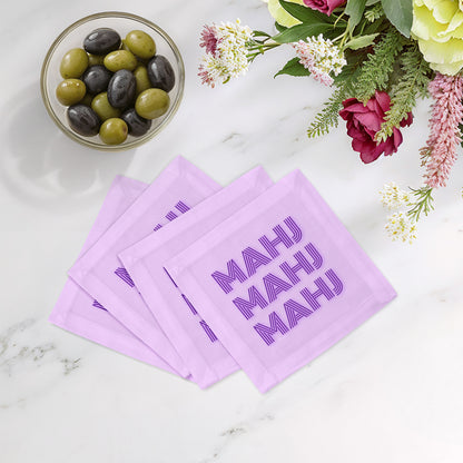 Mahj Mahj Mahj Lilac Cotton Sateen Cocktail Napkins - nicolettemayer.com