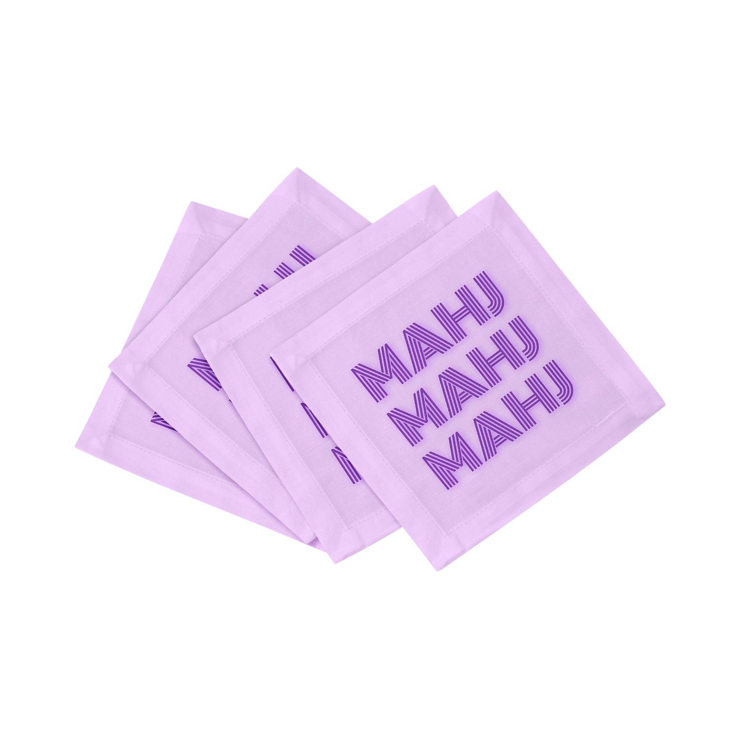 Mahj Mahj Mahj Lilac Cotton Sateen Cocktail Napkins - nicolettemayer.com