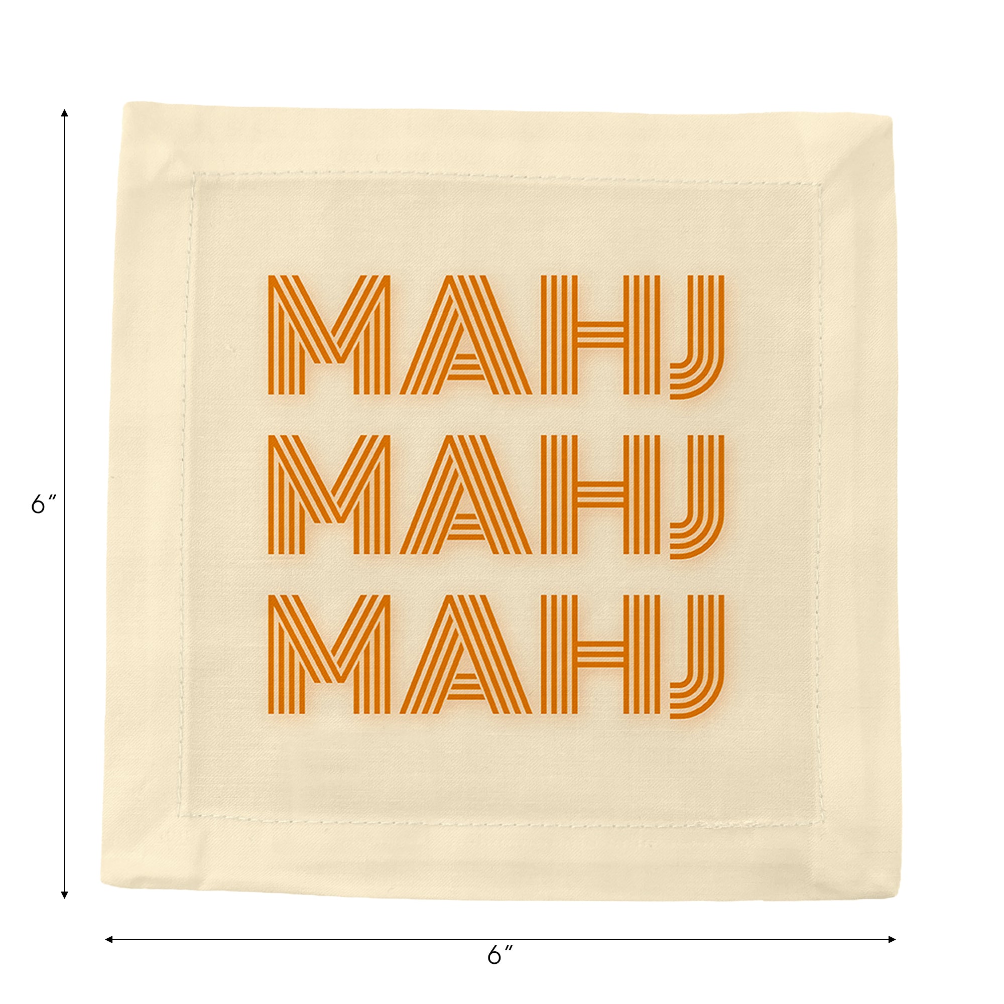Mahj Mahj Mahj Orange Cotton Sateen Cocktail Napkins - nicolettemayer.com