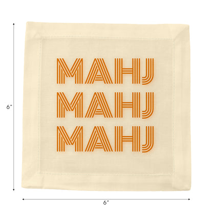 Mahj Mahj Mahj Orange Cotton Sateen Cocktail Napkins - nicolettemayer.com