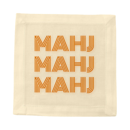 Mahj Mahj Mahj Orange Cotton Sateen Cocktail Napkins - nicolettemayer.com