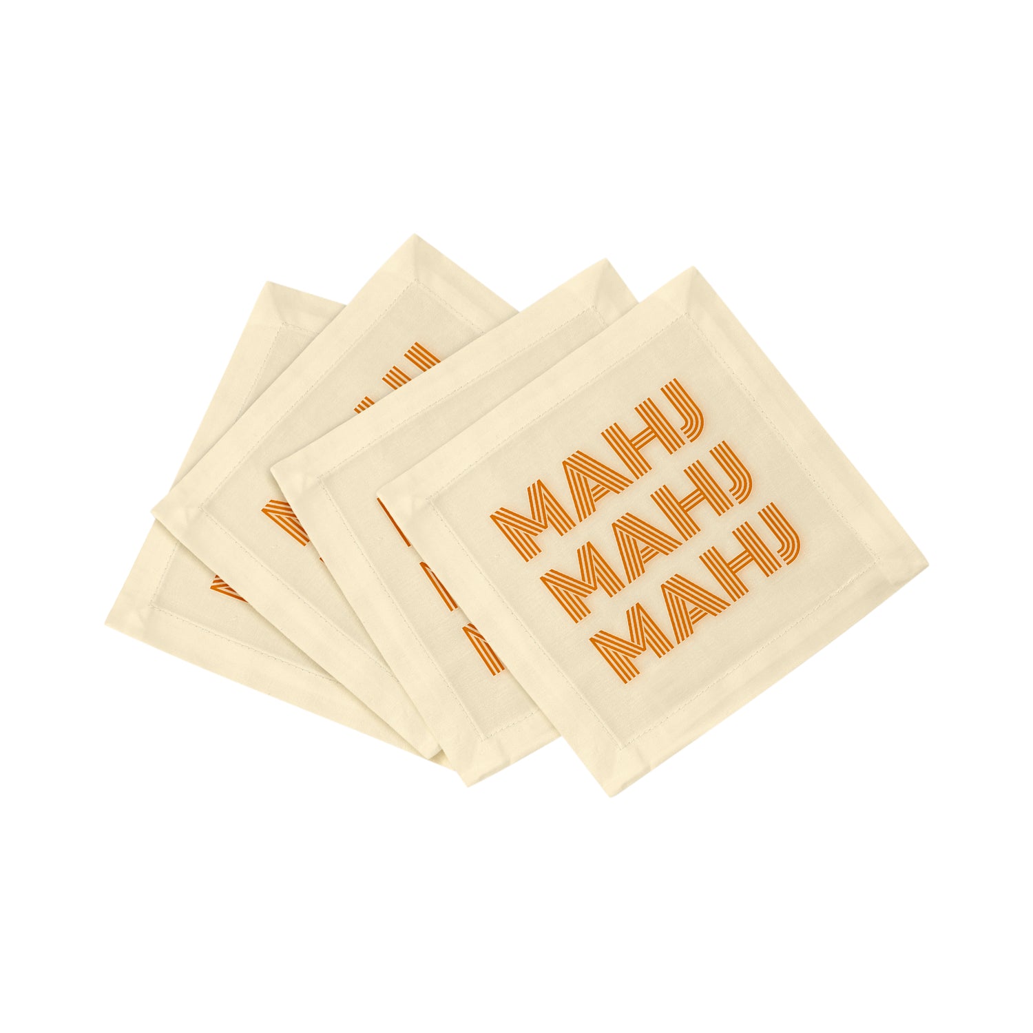 Mahj Mahj Mahj Orange Cotton Sateen Cocktail Napkins - nicolettemayer.com