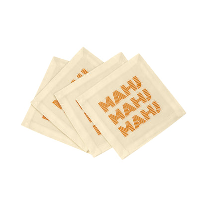 Mahj Mahj Mahj Orange Cotton Sateen Cocktail Napkins - nicolettemayer.com