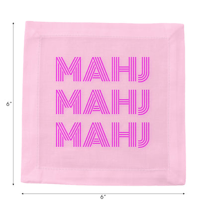 Mahj Mahj Mahj Pink Cotton Sateen Cocktail Napkins - nicolettemayer.com